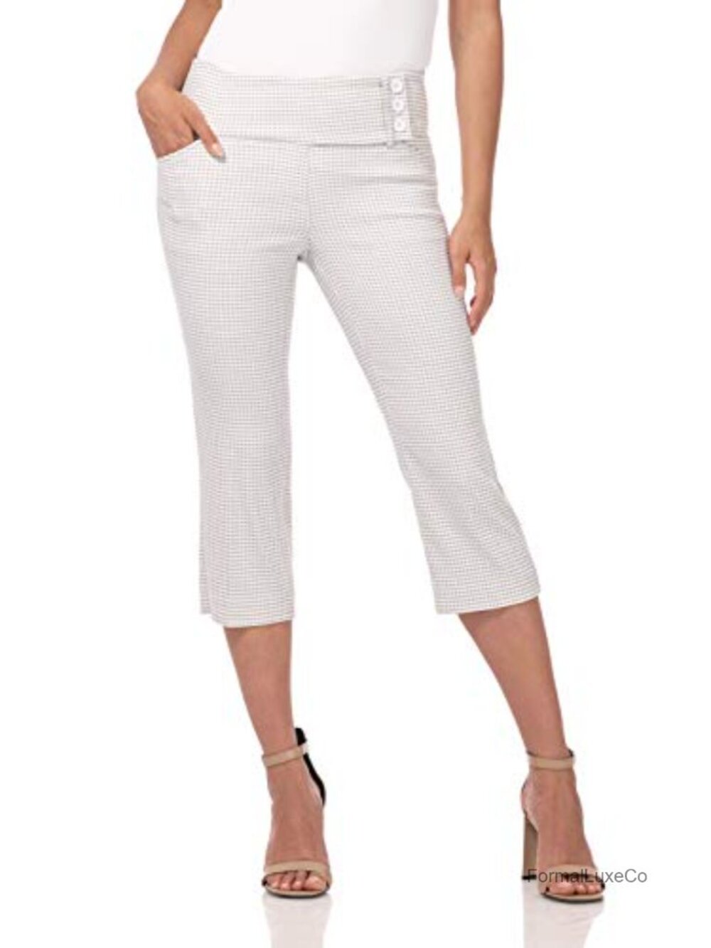 Women's Pull-On Capri Pants with Back Lacing Detail & Pockets
